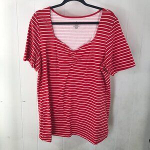 Torrid red & white striped sweetheart neckline t-shirt size 3X